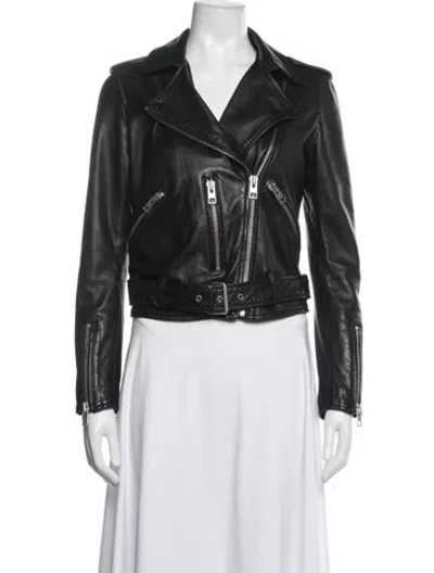 Pre-owned Allsaints Wool Biker Jacket In Blue