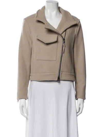 Pre-owned Allsaints Wool Biker Jacket In Neutral