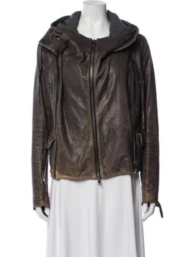 Pre-owned Allsaints Wool Biker Jacket In Neutrals