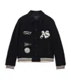 Allsaints Mens Black Baum Logo-embroidered Wool-blend Bomber Jacket In Black