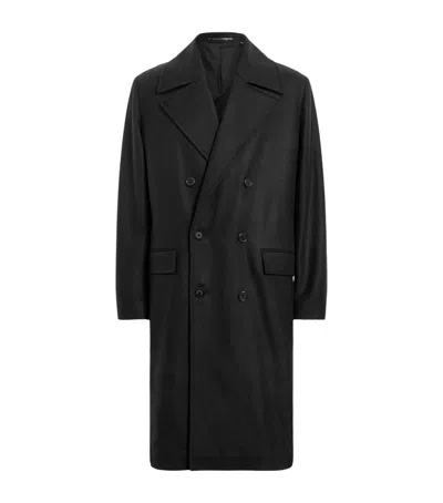 Allsaints Wool-blend Curran Overcoat In Black