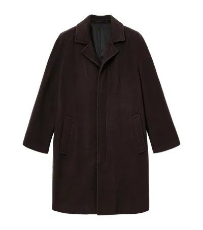 Allsaints Wool-blend Duke Overcoat In Burgundy