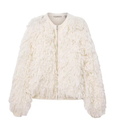 Allsaints Womens Chalk White Elias Textured Wool-blend Jacket