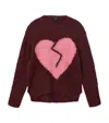 Allsaints Wool-blend Luv Heart Crewneck Sweater In Purple