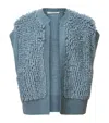 Allsaints Womens Slate Blue Elias Relaxed-fit Textured Knitted Gilet In Blue