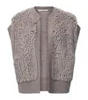 Allsaints Womens Taupe Brown Elias Relaxed-fit Textured Knitted Gilet Xs In Gray