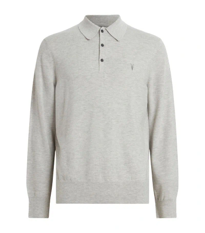 Allsaints Wool-blend Polo Shirt In Grey