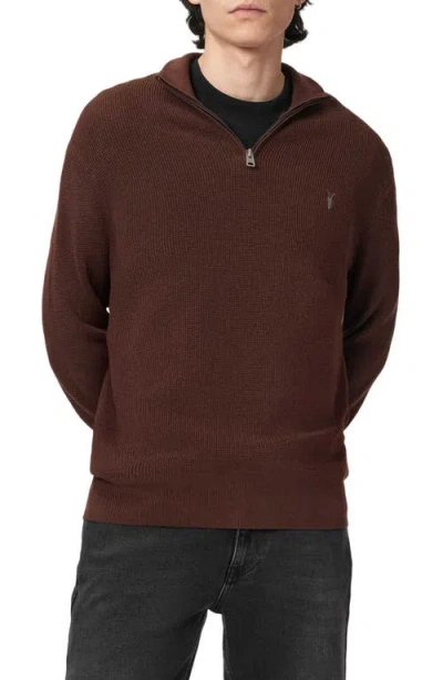 Allsaints Wool Blend Quarter Zip Sweater In Brown