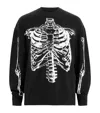Allsaints Mens Black Skelli Graphic-print Long-sleeve Wool-blend Jumper Xs In Black