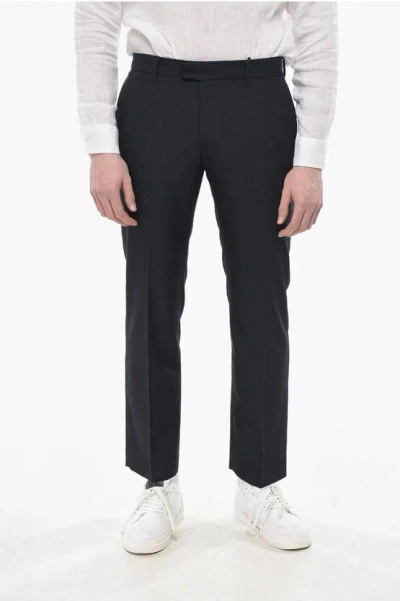 Allsaints Wool-blend Straight-fit Striped Pants Howling In Black