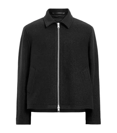 Allsaints Mens Black Celeste Cropped Wool Jacket