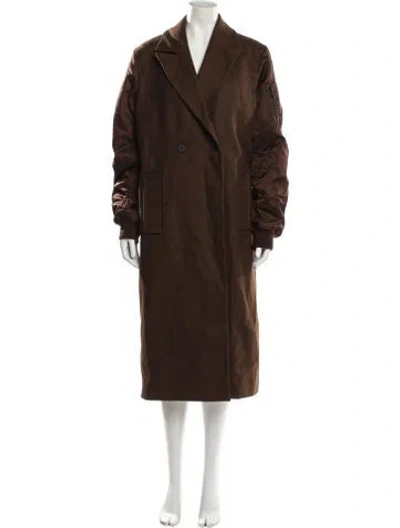 Pre-owned Allsaints Wool Faux Fur Coat In Brown