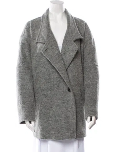 Pre-owned Allsaints Wool Faux Fur Coat In Gray