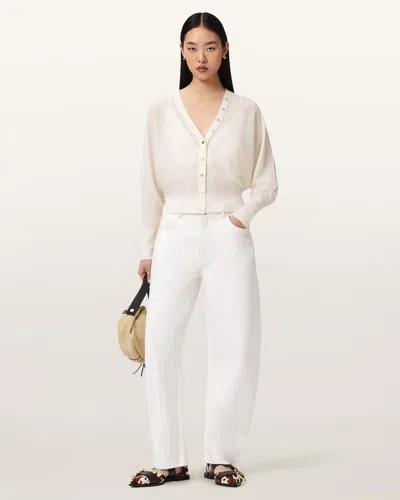 Allsaints Wool Honor V-neck Cardigan In White