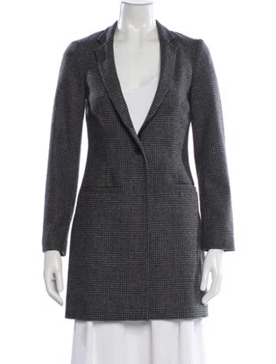 Pre-owned Allsaints Wool Houndstooth Print Blazer In Gray