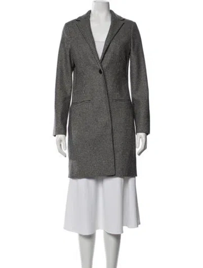 Pre-owned Allsaints Wool Houndstooth Print Coat In Black