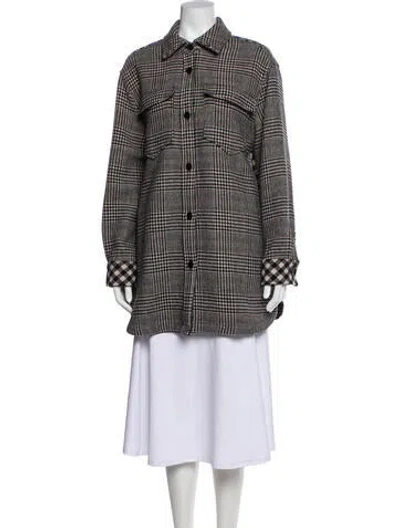 Pre-owned Allsaints Wool Houndstooth Print Coat In Gray