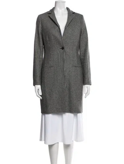 Pre-owned Allsaints Wool Houndstooth Print Coat In Gray