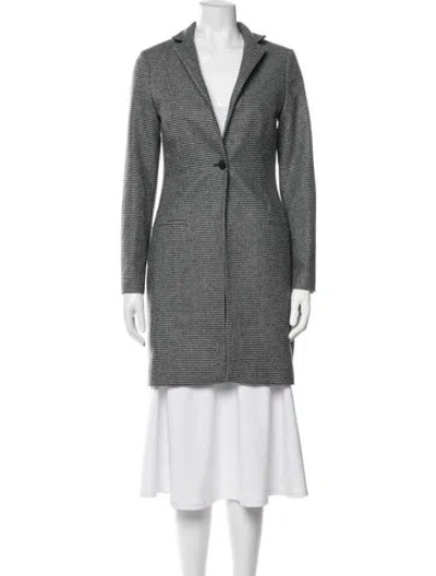 Pre-owned Allsaints Wool Houndstooth Print Coat In Grey