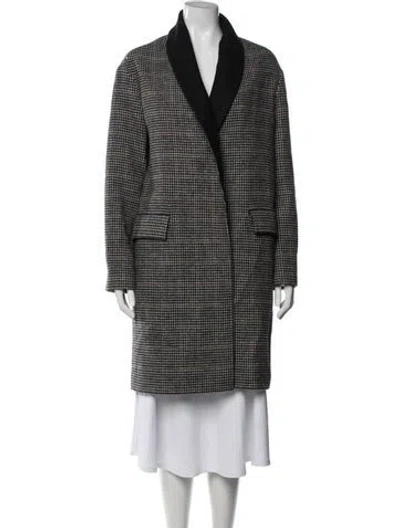 Pre-owned Allsaints Wool Houndstooth Print Coat In Neutrals