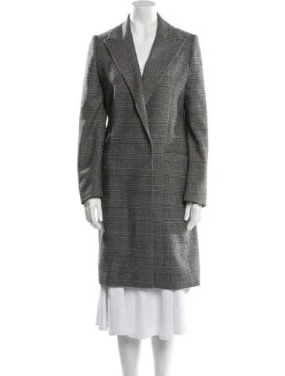 Pre-owned Allsaints Wool Houndstooth Print Peacoat In Black