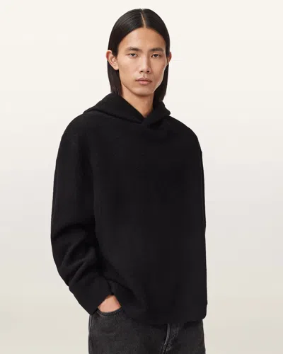 Allsaints Wool Marko Oversized Wool Hoodie In Black