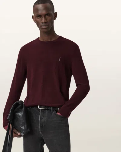 Allsaints Wool Mode Merino Ramskull Jumper In Burgundy