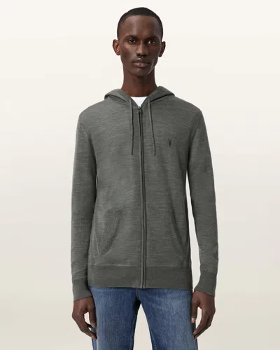 Allsaints Wool Mode Merino Zip Up Ramskull Hoodie