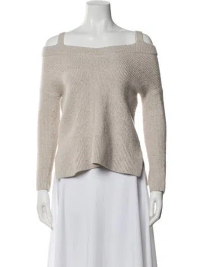 Pre-owned Allsaints Wool Off-the-shoulder Sweater In Neutral