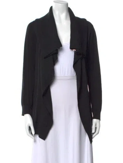 Pre-owned Allsaints Wool Open Front Sweater In Black