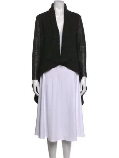 Pre-owned Allsaints Wool Open Front Sweater In Black/green