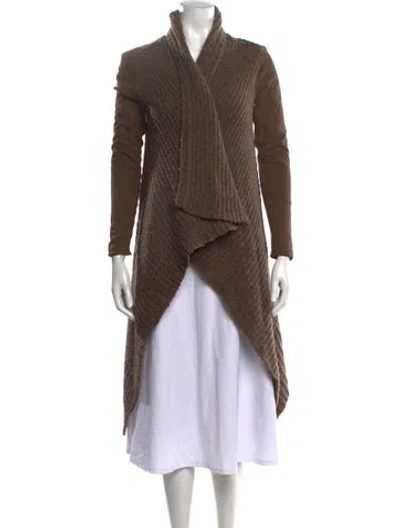 Pre-owned Allsaints Wool Open Front Sweater In Brown
