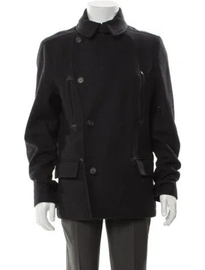 Pre-owned Allsaints Wool Peacoat In Black
