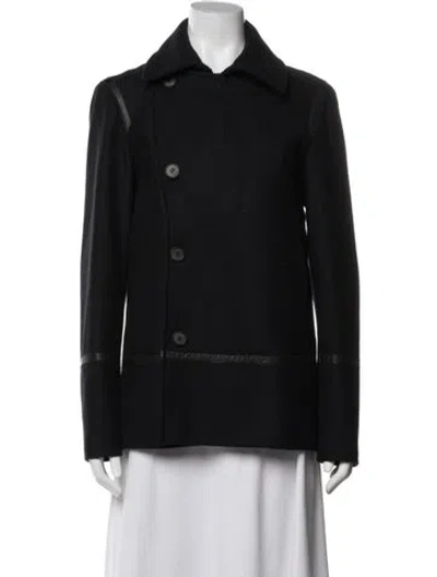 Pre-owned Allsaints Wool Peacoat In Black