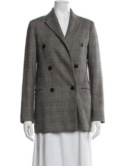 Pre-owned Allsaints Wool Plaid Print Blazer In Black