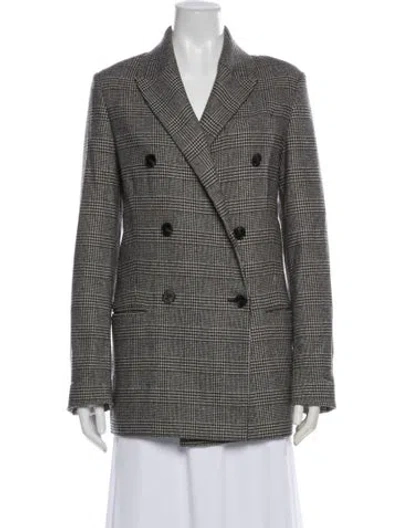 Pre-owned Allsaints Wool Plaid Print Blazer In Black