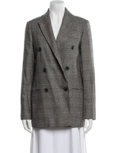 Pre-owned Allsaints Wool Plaid Print Blazer In Gray