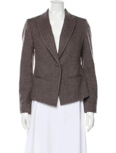 Pre-owned Allsaints Wool Plaid Print Blazer In Gray