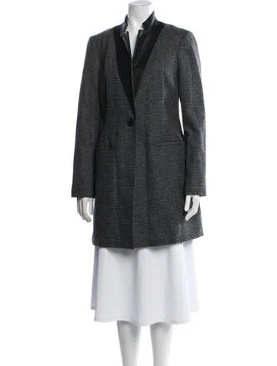 Pre-owned Allsaints Wool Plaid Print Blazer In Gray