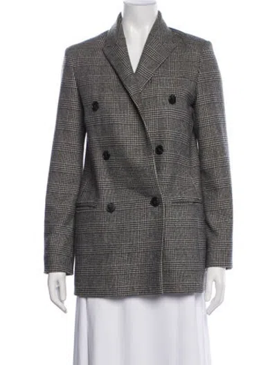 Pre-owned Allsaints Wool Plaid Print Blazer In Grey