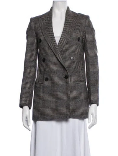 Pre-owned Allsaints Wool Plaid Print Blazer In Neutrals