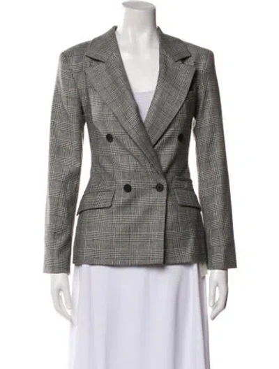 Pre-owned Allsaints Wool Plaid Print Blazer W/ Tags In Black