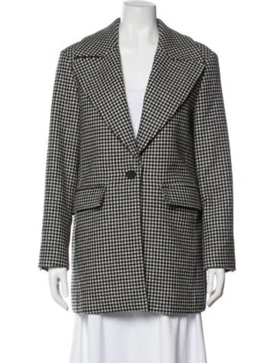 Pre-owned Allsaints Wool Plaid Print Coat In Black