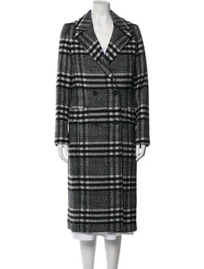 Pre-owned Allsaints Wool Plaid Print Coat In Gray