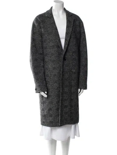Pre-owned Allsaints Wool Plaid Print Coat In Gray