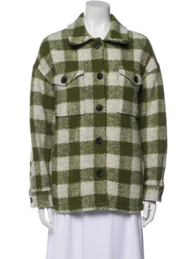 Pre-owned Allsaints Wool Plaid Print Jacket W/ Tags In Green