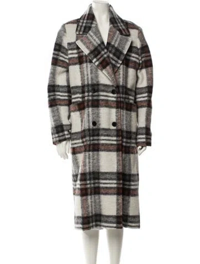 Pre-owned Allsaints Wool Plaid Print Peacoat In Multi