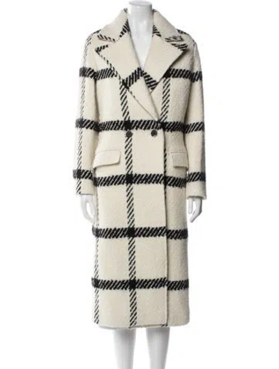 Pre-owned Allsaints Wool Plaid Print Trench Coat In White