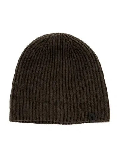 Pre-owned Allsaints Wool Rib Knit Beanie Hat In Brown