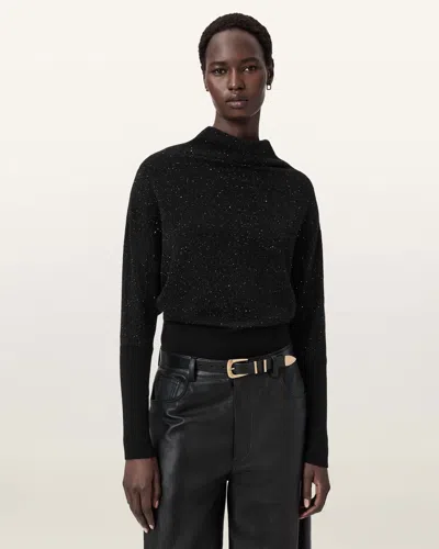 Allsaints Wool Ridley Cropped Sparkle Jumper In Black